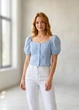 Топ женский с перфорацией однотонный Amisu Голубой 16806 S (укр 42-44) - изображение 1