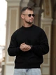Чоловічий светр теплий вільного крою Oversize чорний L - зображення 4