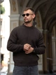 Чоловічий светр теплий вільного крою Oversize Темно-коричневий XL - зображення 5