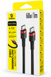 Кабель Baseus Cafule USB Type-C to Type-C 60W 3A 1 м, Black/Red - изображение 3