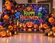 Баннер на Хэллоуин. Halloween "Тыквы, свечи, летучие мыши" размер 2х3м. С люверсами. - изображение 2
