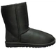 Дитячі уггі для дівчинки Кожані Середні чорні UGG Classic Short Kids Leather Black (25, чорний) - зображення 1