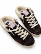 Зимние женские кеды Golden Goose темно-коричневые с блестящим декором из натуральной кожи и замши на шерстяном меху ручного пошива размер 38 - изображение 1