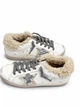 Зимние женские кеды Golden Goose белые из натуральной кожи на шерстяном меху с серебристой звездой размер 38 - изображение 1