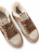 Зимние женские кеды Golden Goose бежево-коричневые из натуральной кожи и замши на шерстяном меху размер 38 - изображение 4