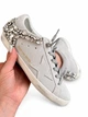 Женские кеды Golden Goose белые с перфорацией, серебристой блестящей звездой и серыми шнурками размер 42 - изображение 4