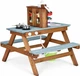 Drewniana kuchnia błotna EcoToys dla dzieci 2w1 ze stołem piknikowym, ławkami, pompą wodną i zlewem (5905817013364) - obraz 2