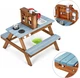 Drewniana kuchnia błotna EcoToys dla dzieci 2w1 ze stołem piknikowym, ławkami, pompą wodną i zlewem (5905817013364) - obraz 5