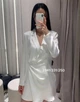 Сукня сатинова на запах з драпіруванням на талії молочного кольору Zara розмір L - зображення 5