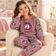 Пижама зимняя для девочки теплая полар флис Mini Moon р 116 см 6-7 лет арт 7006 Единорог Пудра - изображение 2