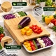 Кухонная разделочная бамбуковая доска с гастроемкостями из нержавеющей стали в комплекте универсальная для кухни нарезания продуктов мяса рыбы овощей фруктов 40х29х3,2 см - изображение 7