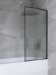Шторка для ванной Amanda 500 x 1400 х 8 мм полупрозрачная Флутс ребристое стекло шторка в черном профиле без верхнего держателя (штанги) стеклянная перегородка в ванну - изображение 1