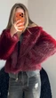 Жіноча коротка екошуба з кишенями бордова M - изображение 7