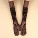 Довгі атласні рукавички honey fashion accessories s/m/l коричневий (30к048) - зображення 2