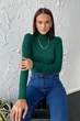 Жіноча водолазка в рубчик з коміром з відворотом із котону 42-44 зелений - зображення 1
