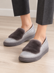 Слипоны женские серые с мехом Ok shoes 39 (XK0138) - изображение 3