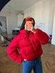 Женский короткий пуховик с фактурной вязкой / Красный 42-46 / BASED 0300436 - изображение 1