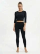 Лосины Greenice с широким поясом черные хлопок L\XL 3112 - изображение 1