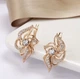 Жіночі сережки метелик з цирконами (золото 585п) англійський замок Butterfly Shine GONCHAR & CO. ювелірний сплав - изображение 5