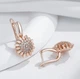 Жіночі сережки квітка з цирконами (золото 585п) англійський замок Diamond Lace GONCHAR & CO. ювелірний сплав - изображение 5