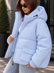 Куртка женская Lady Yep 8011 вафельная оверсайз с капюшоном и накладными карманами 44 голубая - изображение 7