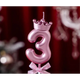 Свічка-цифра "3" з короною РОЖЕВИЙ - изображение 1