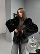 Женская шуба Soft с капюшоном свободного кроя черная 42-48 - изображение 2