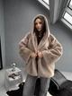 Женская шуба Soft с капюшоном свободного кроя кофе с молоком (мокко) 42-48 - изображение 6