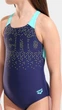 Купальник закритий для дівчат Arena PAINTERLY SWIMSUIT V BACK темно-синій Діт 140 см - зображення 3