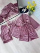 Пижама женская четверка халат майка шорты брюки Tina Collection L пудра - изображение 1