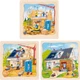 Puzzle drewniane 3-warstwowe Goki Budowa domu 35 elementów (5220014) - obraz 1