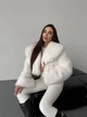 Женская шуба Cropped укороченная с отложным воротником свободного кроя белая 42-48 - изображение 6