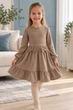 Сукня тепла Soft Pearl з камінчиками та бантиками бежевий 110 см - изображение 1