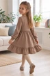 Сукня тепла Soft Pearl з камінчиками та бантиками бежевий 110 см - изображение 2