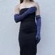 Довгі атласні рукавички honey fashion accessories s/m/l темно-синій (30к048) - изображение 4