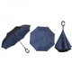 Зонт наоборот, зонтик парасоля обратного сложения Up-Brella, ветрозащитный умный антизонт темно-синий (F_187144) - изображение 1