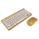 Беспроводная клавиатура и мышь KeyBoard 908 Золотая с белым - изображение 2
