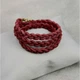 Женский кожаный браслет тонкая косичка бордовый - изображение 3