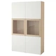 Сервант IKEA (ІКЕА) BESTÅ 120х40х192см Vassviken білий світло-коричневий (692.666.48) - зображення 1