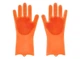Силиконовые многофункциональные перчатки для мытья и чистки Magic Silicone Gloves Оранжевые - изображение 1