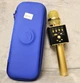 Беспроводной микрофон Bluetooth c колонкой для караоке DM L17 Original 2х3W с изменением голоса и светомузыкой Gold в синем чехле IO (WB572109) - изображение 3