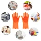 Хозяйственные силиконовые перчатки для уборки и мытья посуды Magic Silicone Gloves Оранжевый #S/O - изображение 3