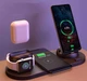 Беспроводная док станция FAST CHARGER D6 Pro 6в1 зарядные порты для всех видов телефонов (Type-C, Micro USB, Lighting) Черная (756427) - изображение 1