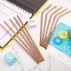 Металеві еко трубочки для напоїв STRAWS BAR багаторазові соломинки для коктейлів з металу в наборі 8 штук і 2 щітки для чищення ROSE GOLD (SRSTRROSGLD01) - зображення 4