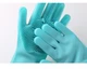 Перчатки с губкой-щеткой для уборки и мытья посуды Kitchen Gloves 5511 Бирюзовый - изображение 4