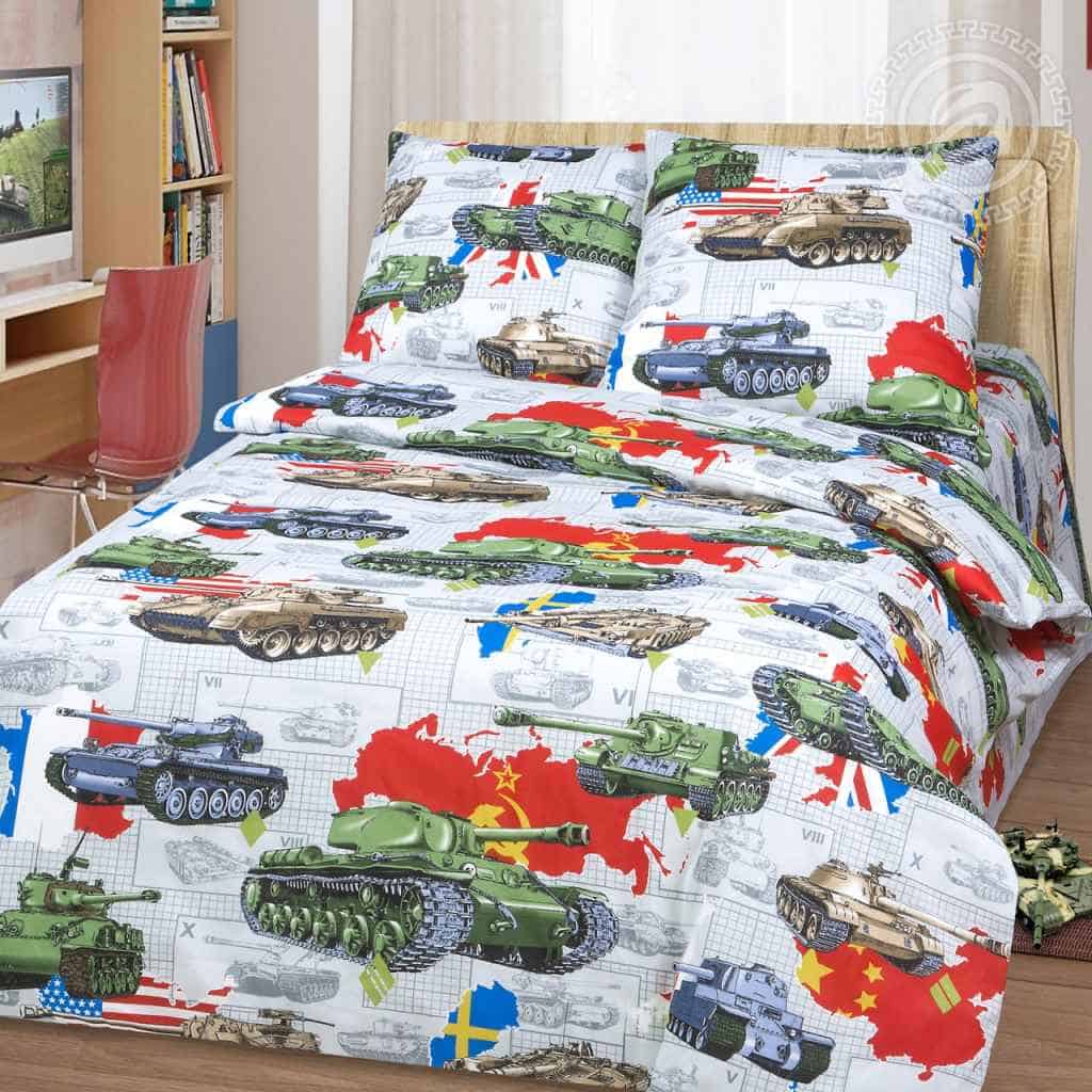 

Постельное белье Vpostelke бязь Танки WOT 1-Спальный 150х220 см белый