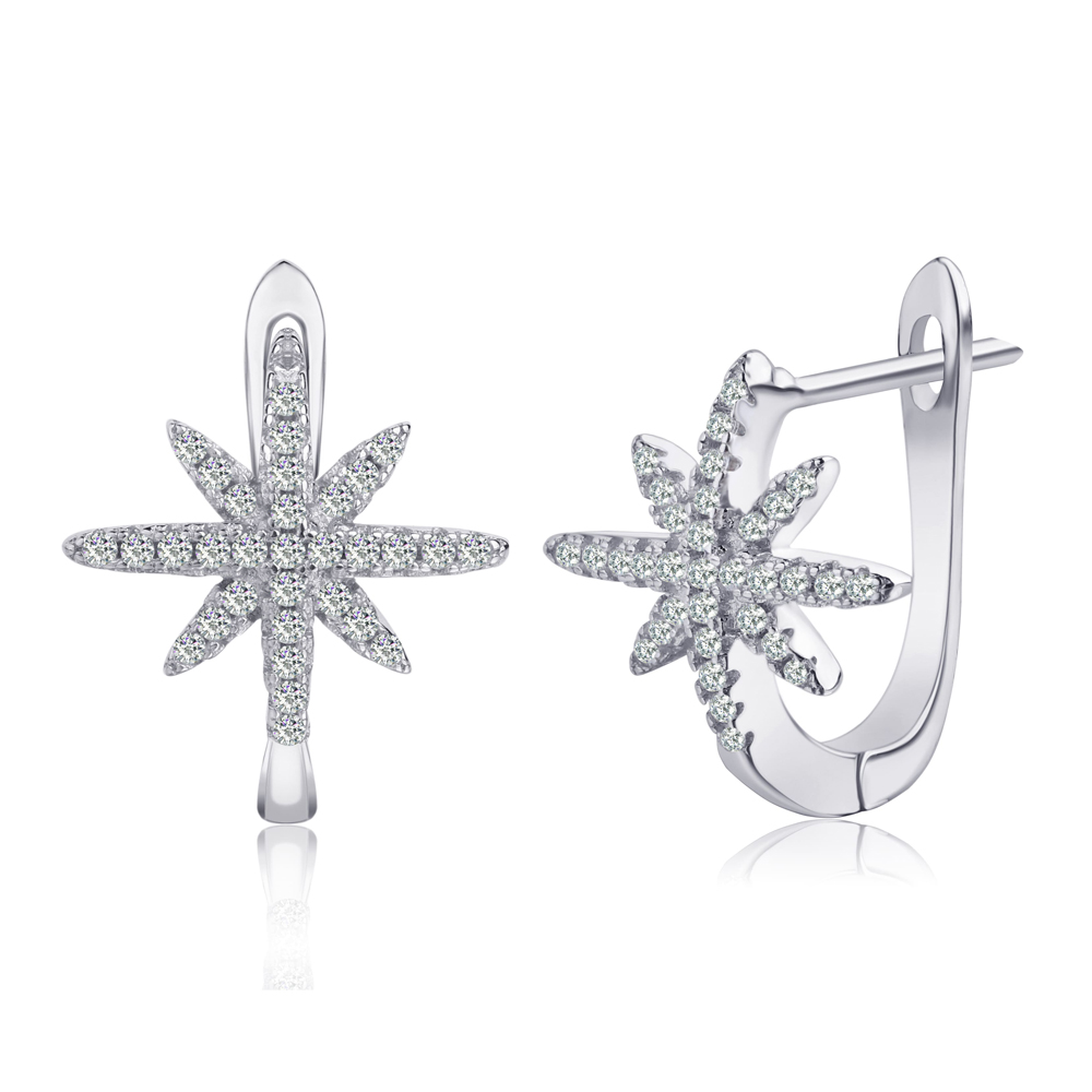 

Серебряные серьги Silvex925 с фианитом (вес 3.1 г) модели СК2Ф/1081