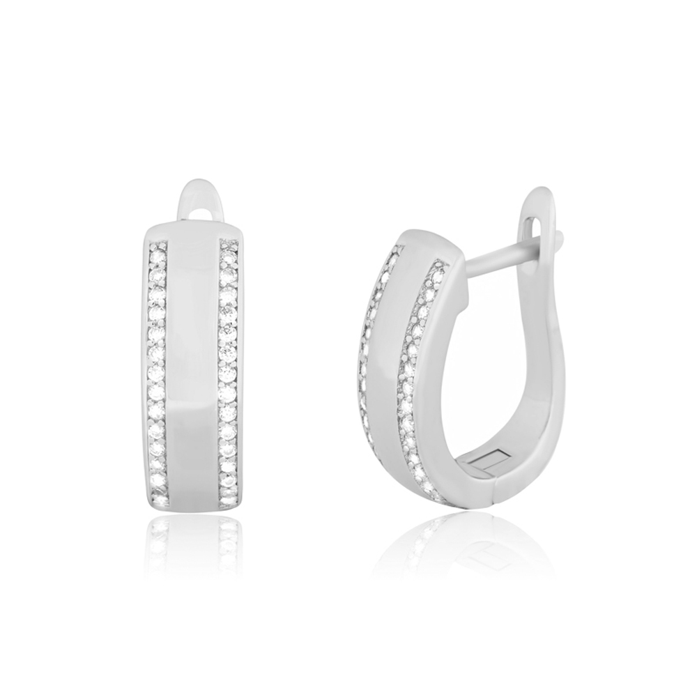

Серебряные серьги Silvex925 с фианитом (вес 4.8 г) модели СК2Ф/233