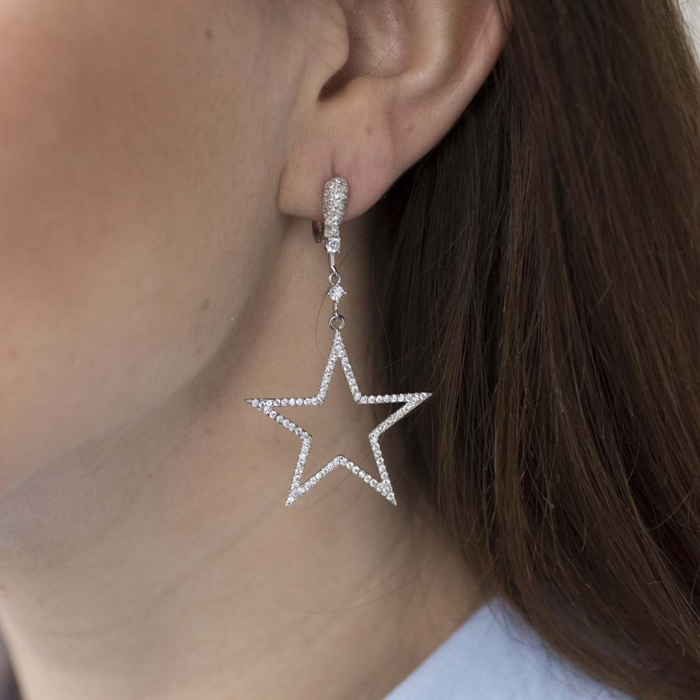 

Серебряные серьги S-ONIKS «Звезды» с фианитом (7.4 г) модели 122120-7,4