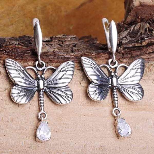 

Серебряные серьги S-ONIKS «Бабочки» с фианитом (8.7 г) модели 12625-8,7